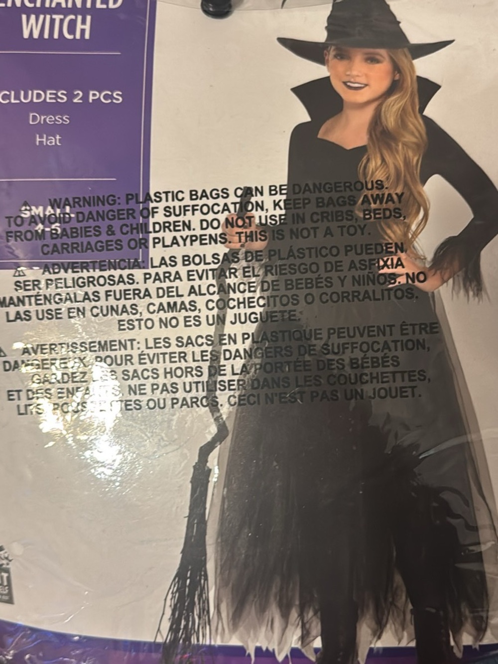 Enchanted Witch Girls Black Costume Dress & Hat
